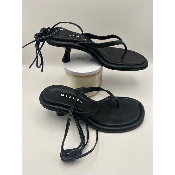 Simon Miller F213 Wrapping Ankle Tie Thong Sandals Size 35, US 4.5-5 Black NEW - Picture 6 of 8